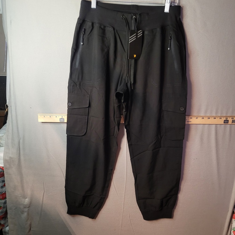 Outdoor Sports Mens Black Cargo Jogger Pants Stretch Hiking Trousers Size Large